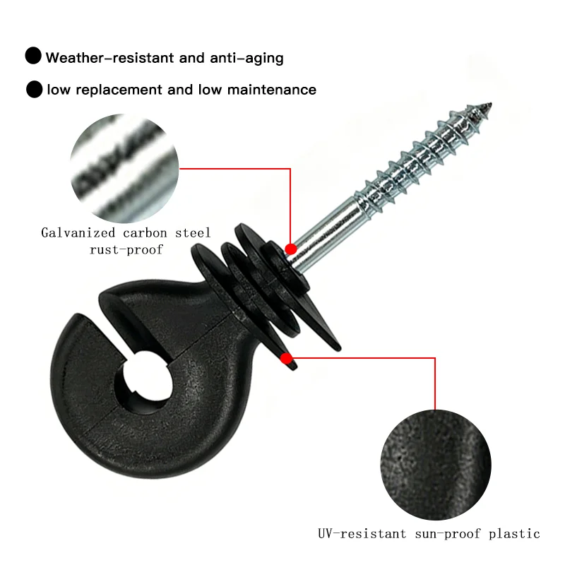 80Pcs Electric Fence Insulators  1 Installation Tool Kit, Plastic Snap-on Post Insulator for T-Post Wooden Pole, Farm Ranch Per view 5