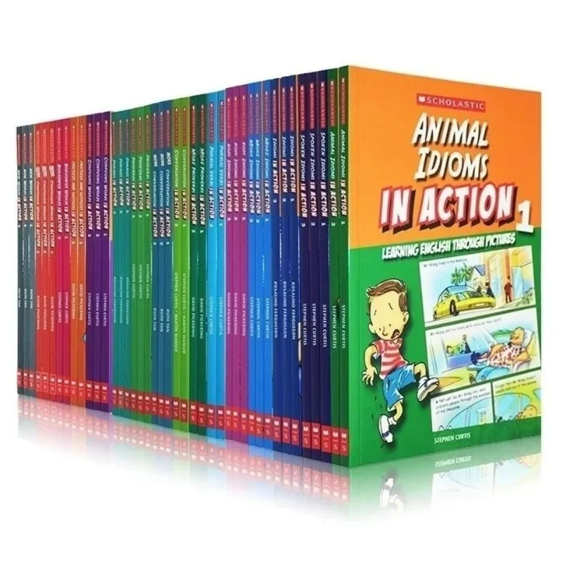 

45 Books Scholastic In Action Words/Idioms Books for Kids English Children Book Gift Box Cartoon Picture Story Livre Libro