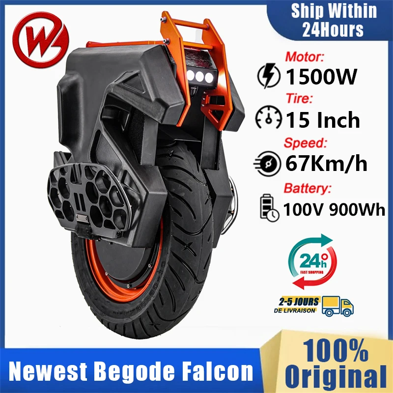 Eu Stock Newest Begode Falcon Electric Unicycle 100V 900Wh Battery 1500W Motor No-load Speed 67km/h BGD EUC Monocycle