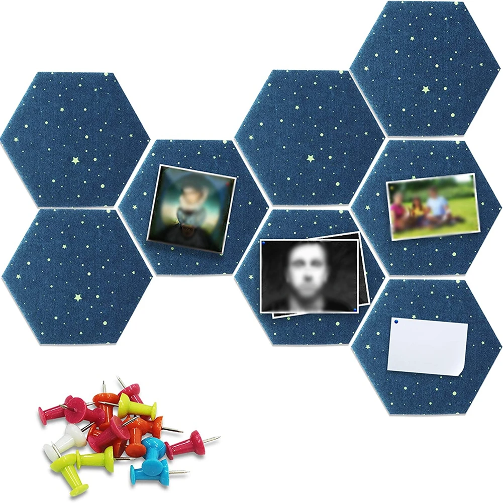 1PC Felt Board Tile Hexagonal Notice Cork Self Adhesive Pin Boards Notice Message Room Wall Decor Sticky Notes Photo Display