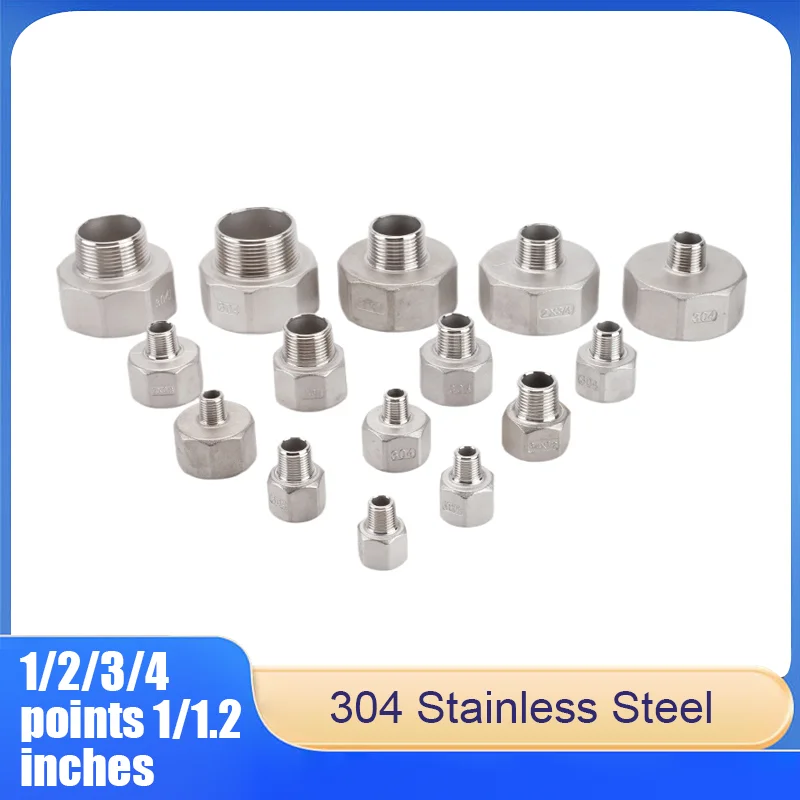 

304 Stainless Steel Threaded Adapters 1/2/3/4 points 1/1.2 inches Reducing Adapters Water Pipe Fittings