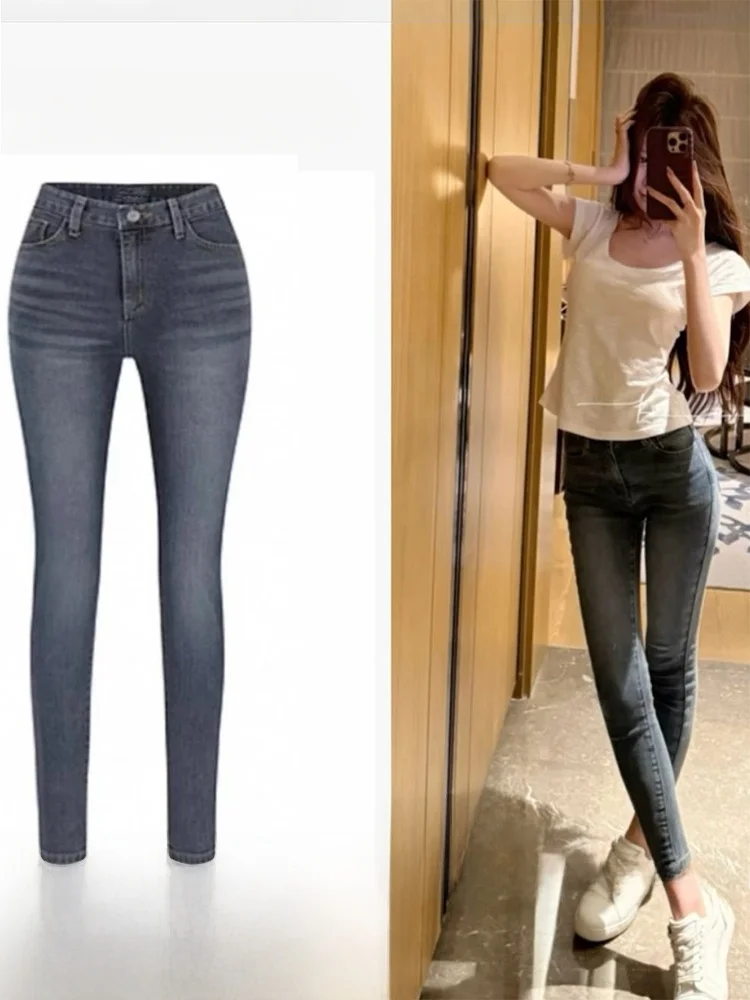 

Женские джинсы Early Art Student Vintage Washed Rhino Blue Slim Fit с высокой талией, из денима со средней эластичностью, из смесового хлопка, на все сезоны
