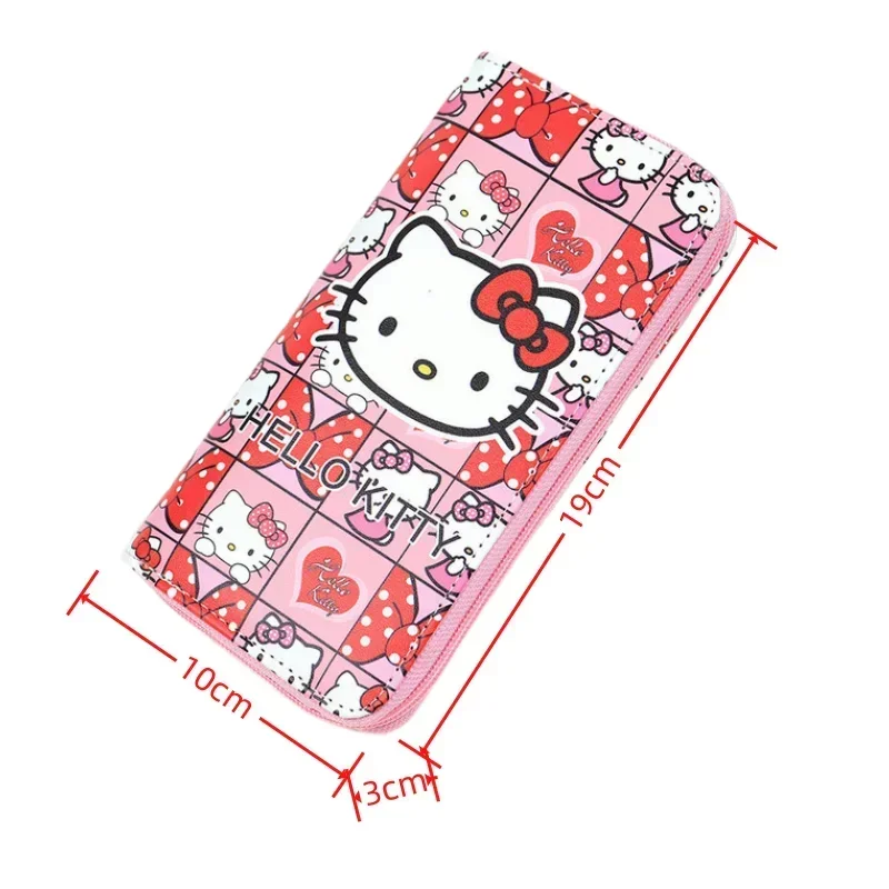 MINISO dompet Hello Kitty wanita gadis Korea kartun merah muda ritsleting panjang tas dompet koin pelajar tas ponsel