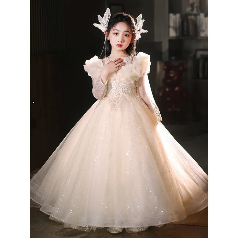 High End Princess Dresses For Girls Birthday Party Fashion Voile Dress School Prom Children Host Classic Elegant Costumes