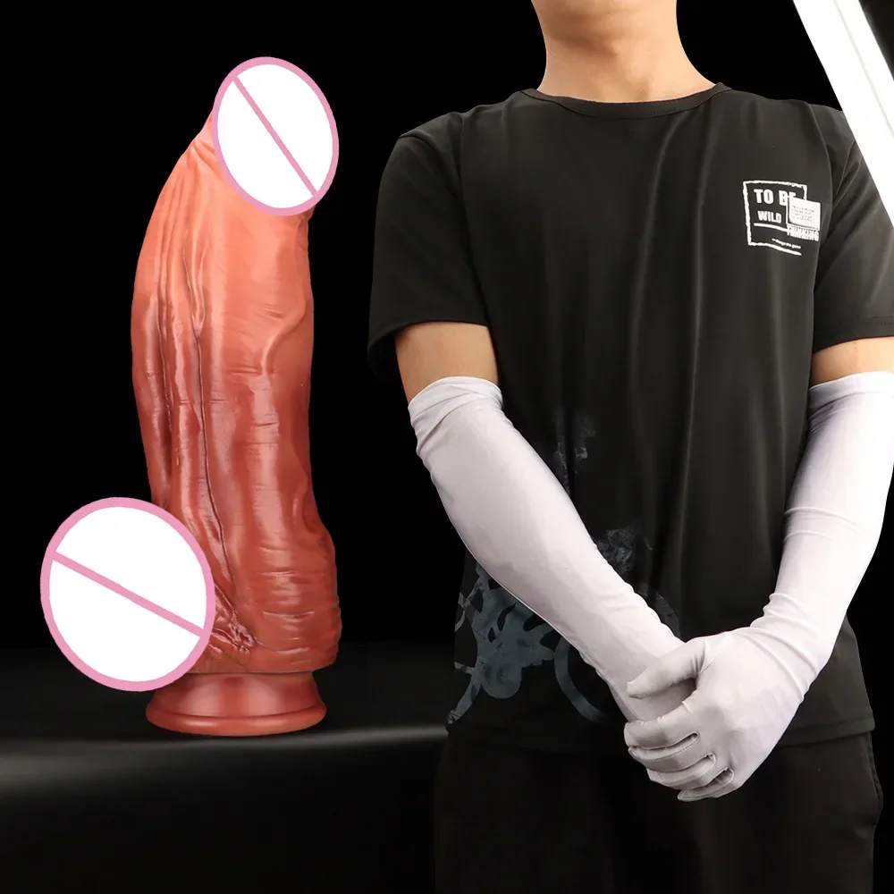 67*18CM Double-layer Liquid Silicone Giant Realistic Dildo Super Huge Anal Plug XXXXXL Simulation Penis Adult Sex Toy for Man