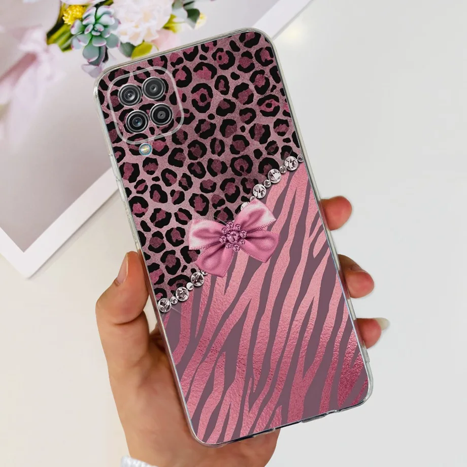 For Galaxy A12 A125F Samsung Cover Capa Case Bling Heart Butterlfly Flower Painting Fundas  For Samsung A12 SM-A125F Clear Cases
