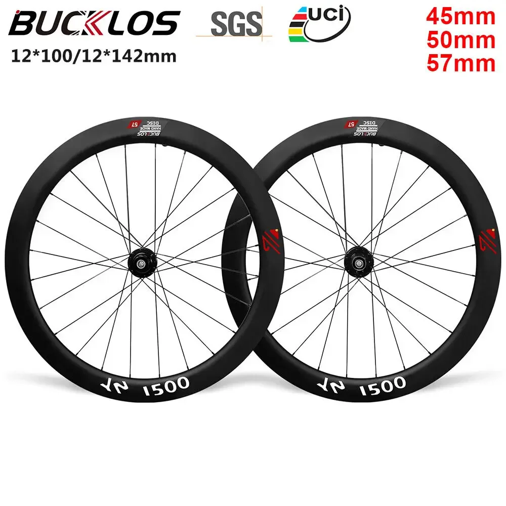 

BUCKLOS 700C Road Wheelset Carbon Fiber Rim Road Bike Wheels 45/50/57mm Clincher Front Rear Wheel Set for Shimano 10/11S YN1500