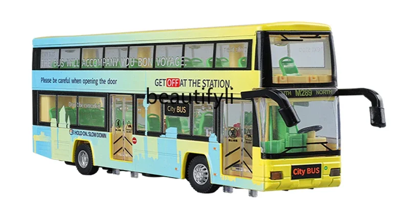 

Alloy remote control bus Double-decker bus Simulation car model Remote control bus can open the door