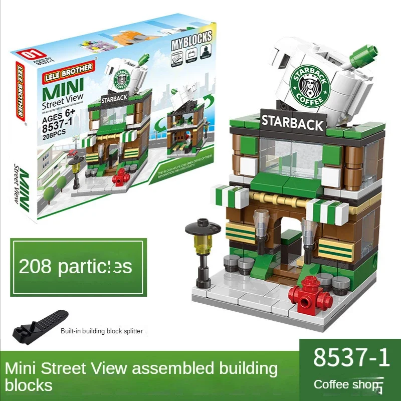 Mini-Haus-Bausteine, City Store, Street View, Snack, Straßenfiguren, Kinderspielzeug, Geschenke für Jungen und Mädchen, kompatibel mit Lego