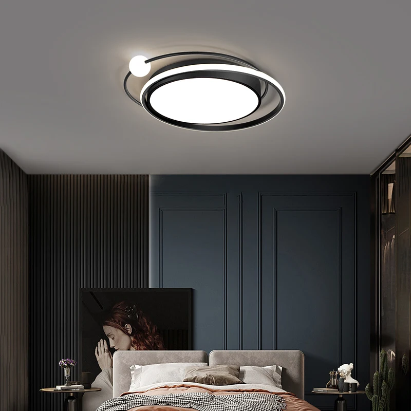 Modern LED Ceiling Light Bedroom Ceiling Lamp Nordic Style Round Ceiling Light Stepless Dimming Home Interior Lighting Fixture