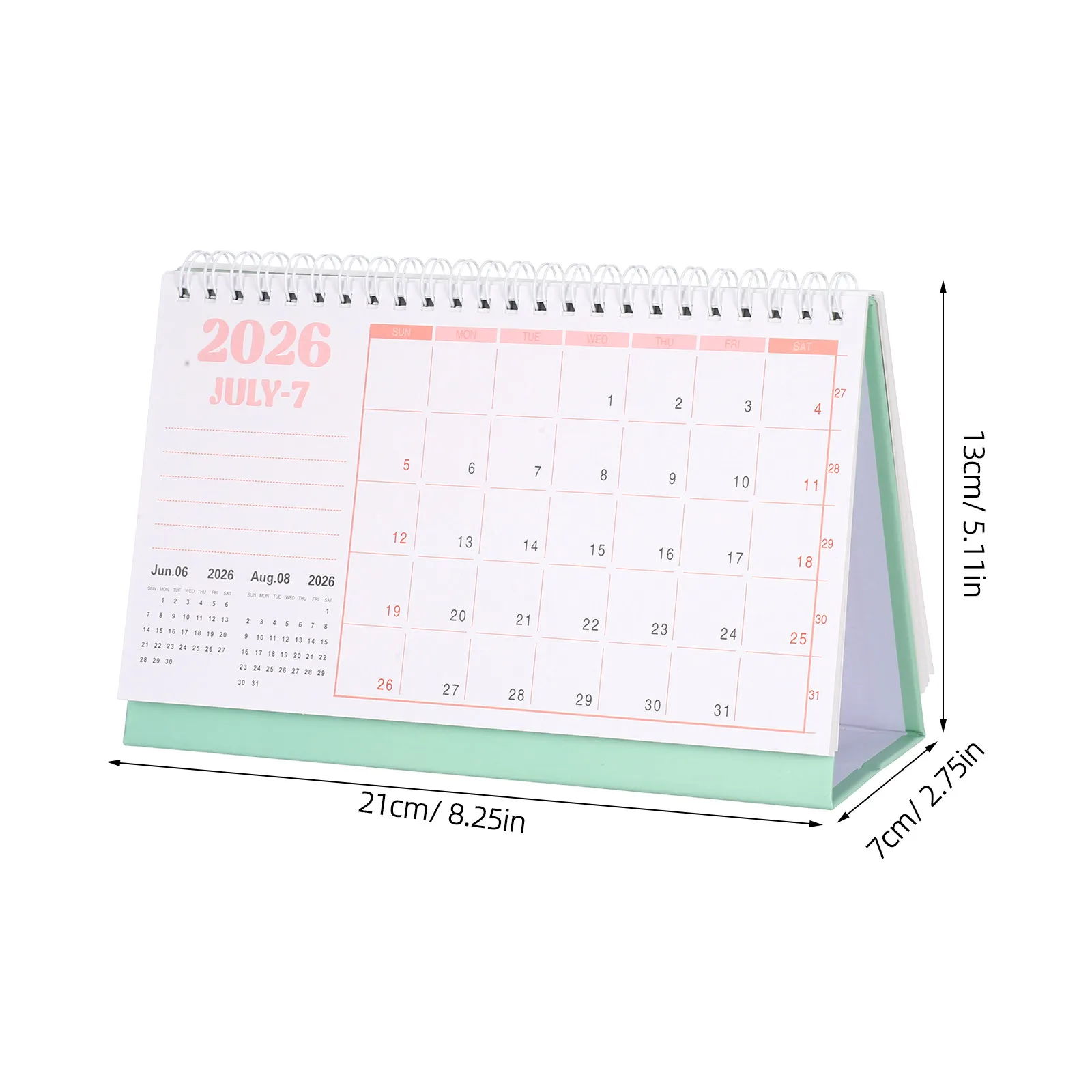 2026 Table Calendar Spiral Bound Sturdy Paper Standing Desk Planner Compact Design for Academic Year Office Planning Family