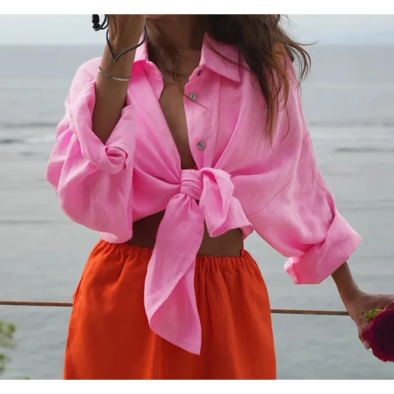 Casual Shirt 2026 Spring and Summer Fashion Versatile Lazy Fashion Casual Solid Color Simple Loose Shirt