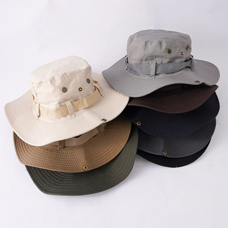 

New Fashion Summer Bucket Cowboy Hat Men Women Outdoor Fishing Hiking Beach Hats Breathable Anti UV Sun Cap Large Wide Brim Caps