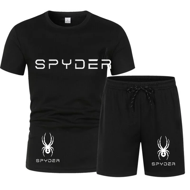 Conjunto de ropa deportiva para hombre, camiseta de manga corta y pantalones cortos con estampado de moda, secado rápido, informal, verano, 2024