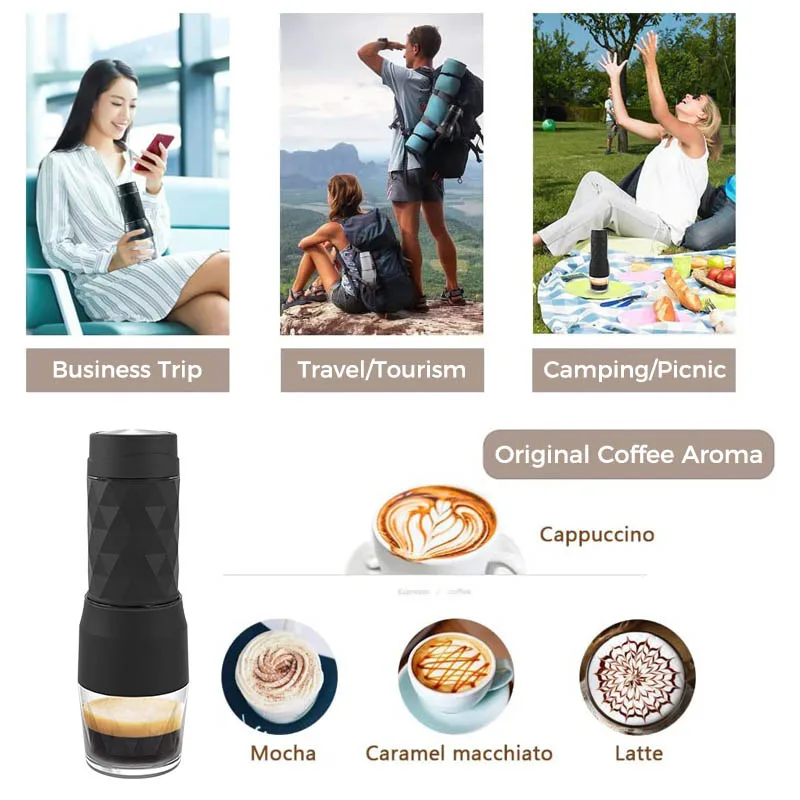 Portable Manual Coffee Machine 3In1 Italian Capsule Coffee Machine Outdoor Travel Hand Pressure Coffee Pot Capsules Coffee Maker