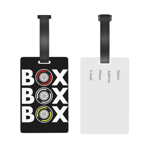 Imagen 2 del producto Caja F1 con diseño de texto blanco para equipaje, etiqueta portátil con diseño de neumático, accesorios para maleta, equipaje de viaje