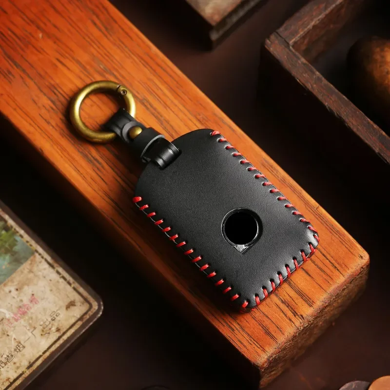 for Volvo S90 XC90 XC60 S60 Leather Key Cover Handmade Car Key Shell Ring Case Bag