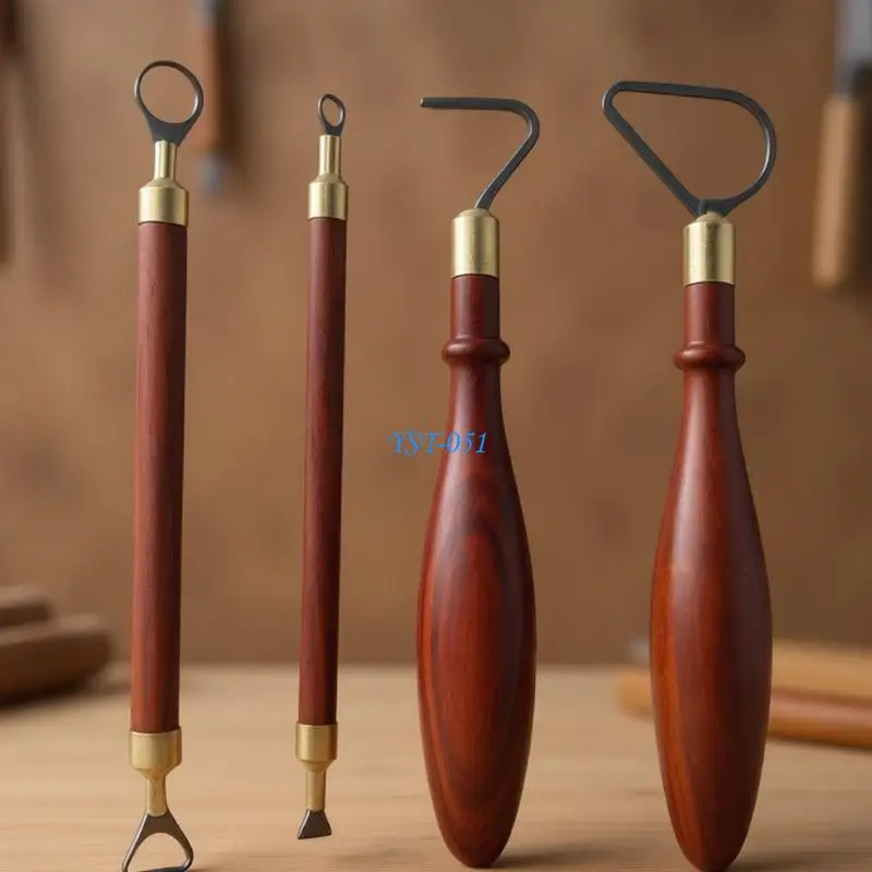 E15A Accuracy Pottery Shaping Tool Hard Alloy Blade And Ergonomic Wooden Handle