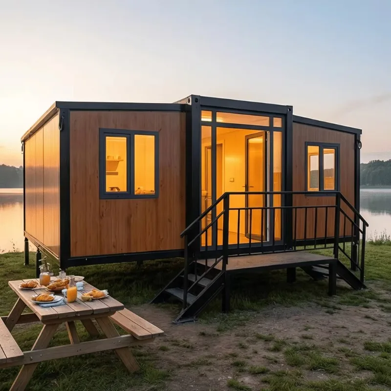 Global Warranty Foldable Prefab House Core Steel Frame Sandwich Panel Period Prefab Container Home Worry Free After Sales
