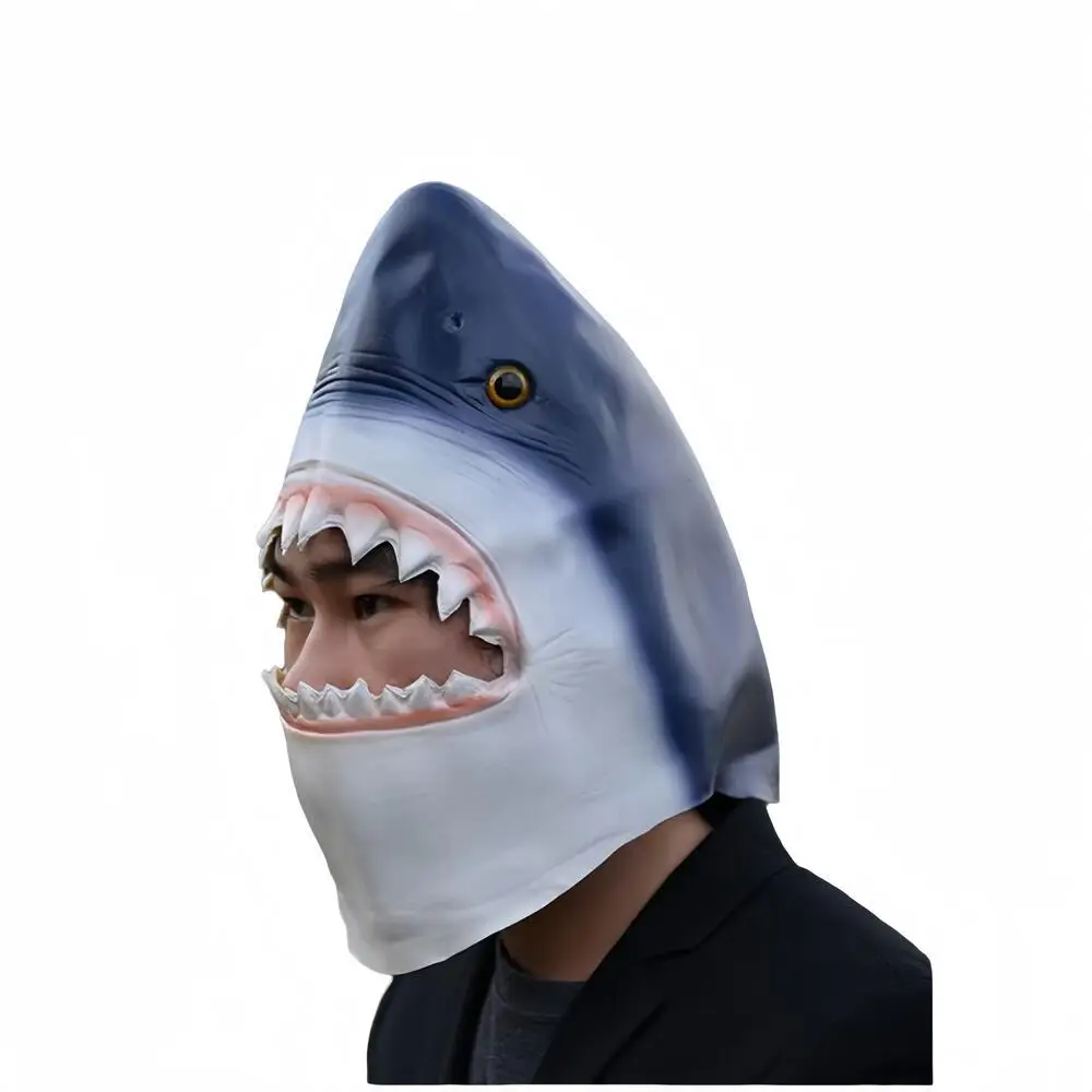 

Halloween funny aquatic animal shark mask Halloween party latex great white shark headgear costume performance props