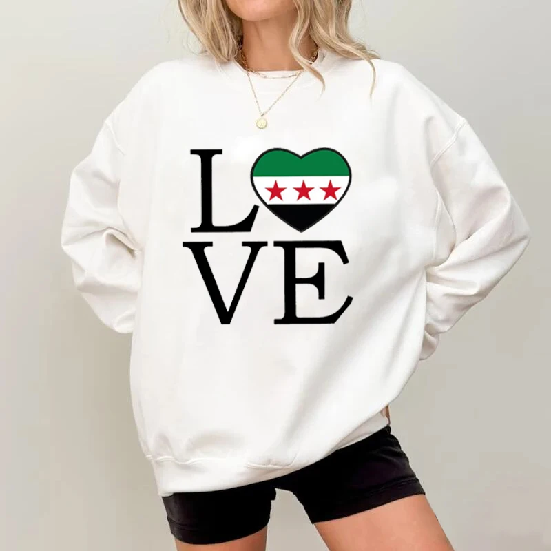 Free Syria Map Oversized Crew Neck Sweatshirt, Ideal Gift for Patriotism, Solidarity, Advocacy and Awareness,Middle East, Unisex