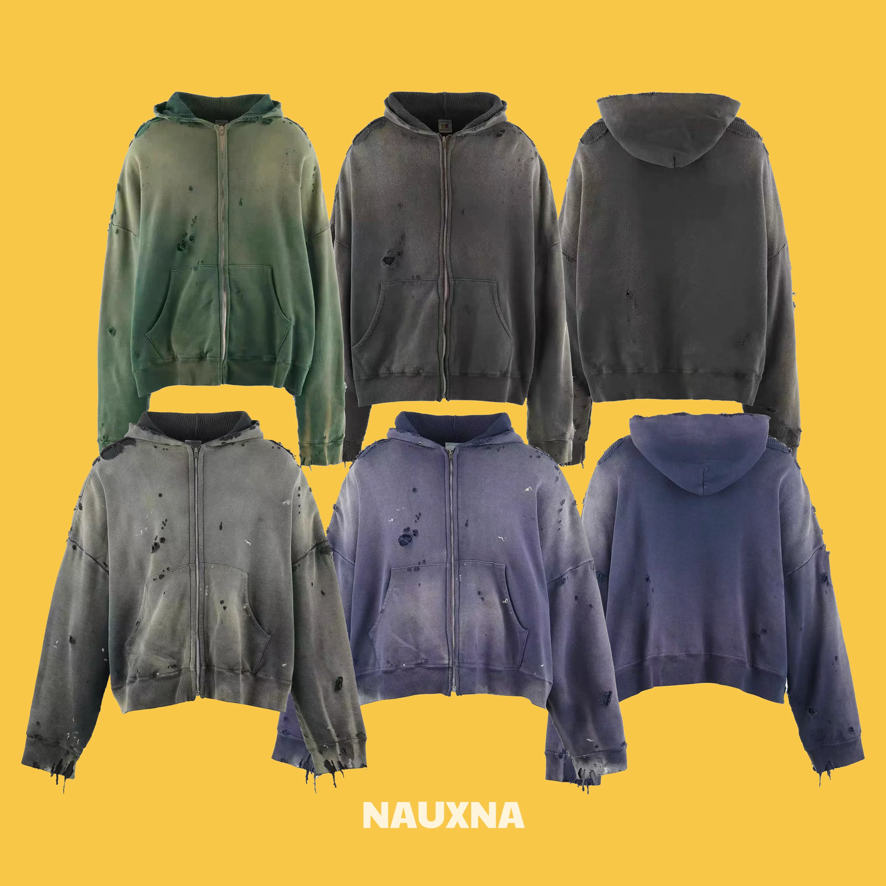 

Waed Vintage Zipper Hoodie American Sle Autumn Winter Pure Color Jaet Loose Fit Cotton Casual ex Long Sve Sweats...