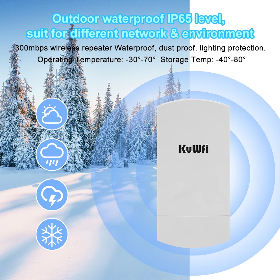 Imagem -02 - Kuwfi 5.8g Oudor Roteador Wifi 300mbps sem Fio Wifi Beidge 3km Wifi Range Extender Repetidor Cpe Router com 48vpoe para Câmera ip