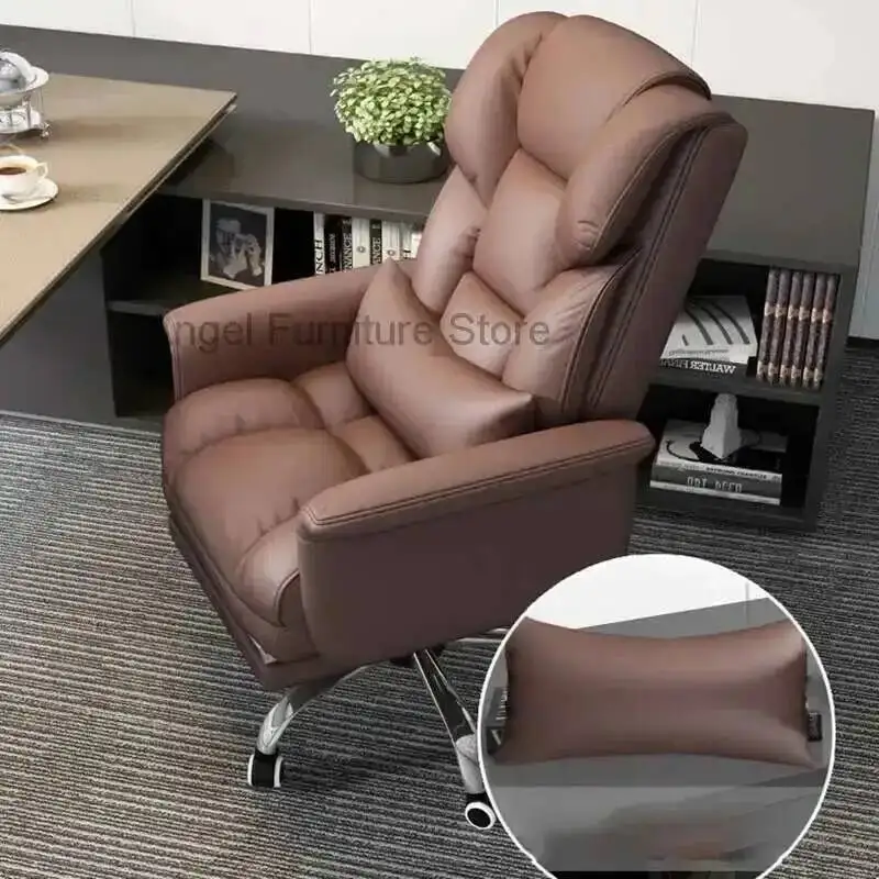 Office Pink Boss Chair Business Computer Leather Events Back Minimalist Sedentary Lazy Leisure Cadeiras Italian Furniture