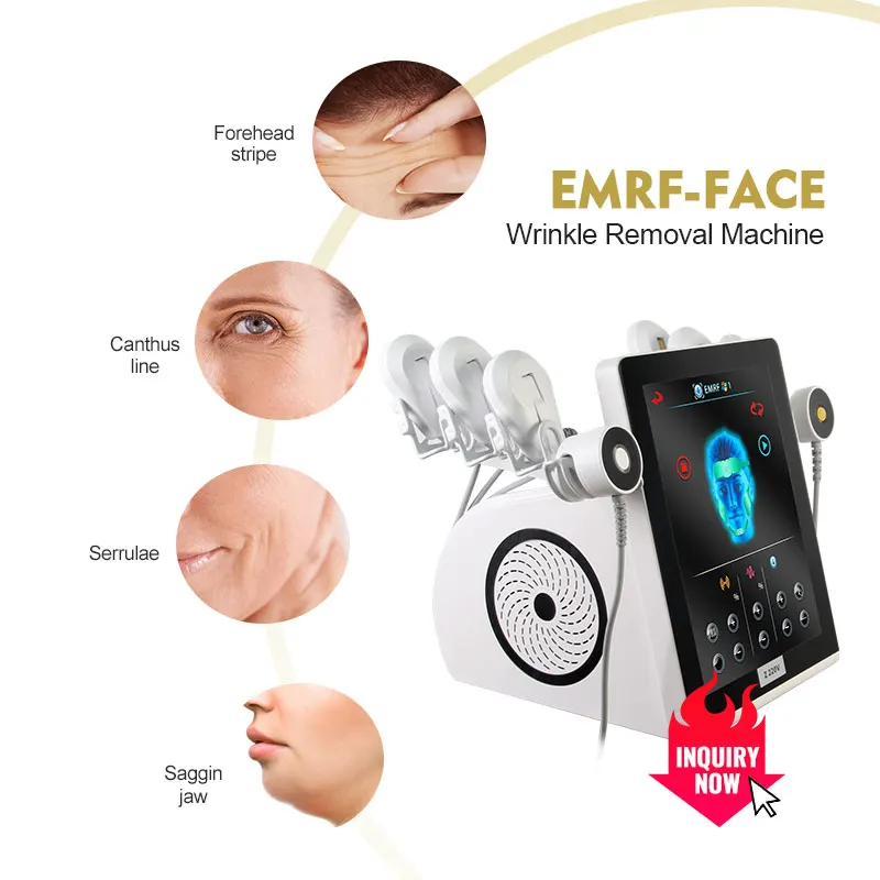 6 Handle EMS Facial Sculpt EMRF V line Facial Lifting Machine RF Skin Tightening Wrinkle Removal Ems PE Face Massager Machine