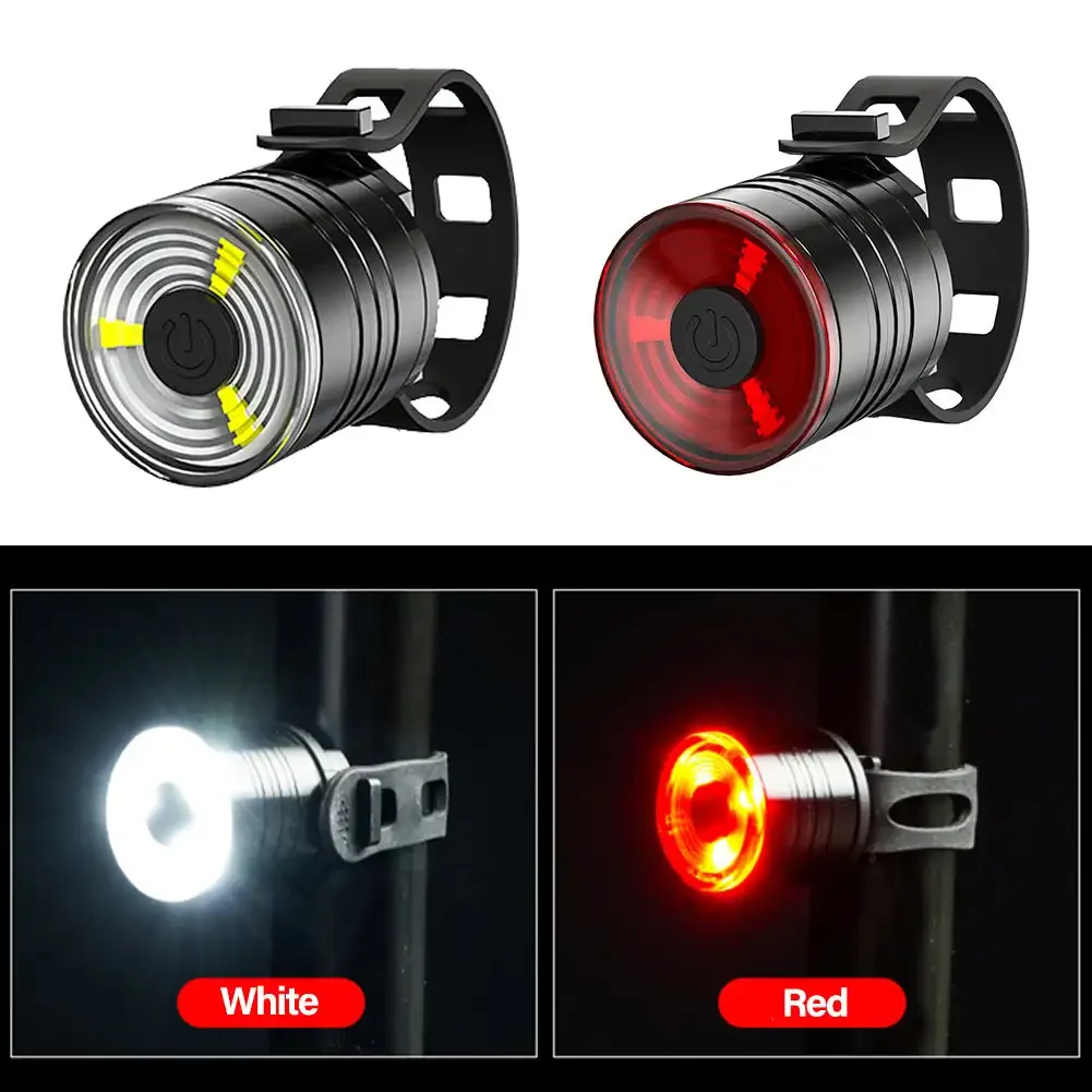 

Aluminum Alloy Bicycle Light Taillight Helmet Night Riding Warning Mountain Bike LED Headlight Rear Light Bicycle Accessories