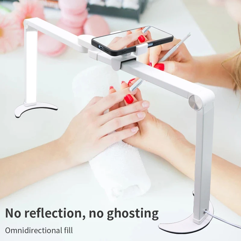 Half Moon LED For Nail Eyelash Extension Foldable Dimming Warm/White Reading Beauty Desk Lamp Tattoo Manicure Nail Phone Clip Li