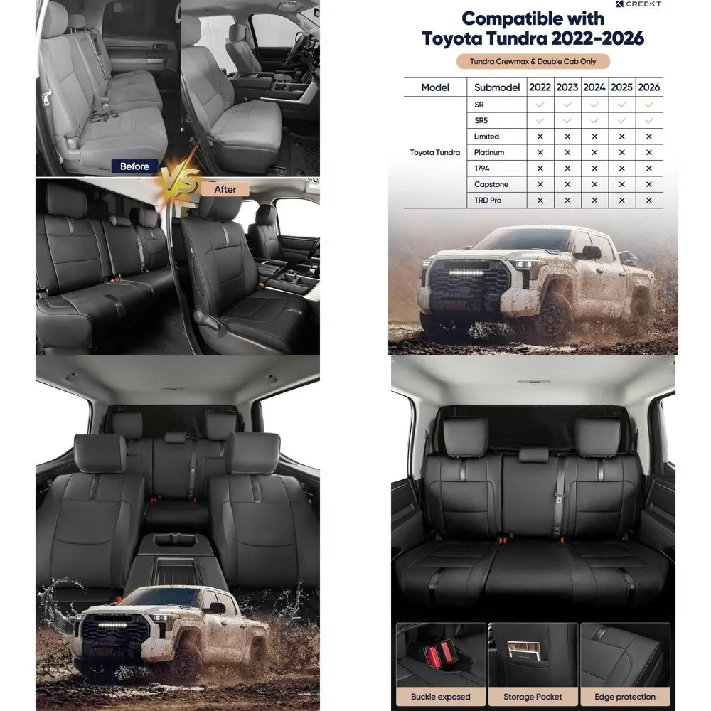 

Full Set car seat Covers for Toyota Tundra 2022-2026,Leather Waterproof Pickup seat Covers Custom fit for Toyota Tundra Accessor