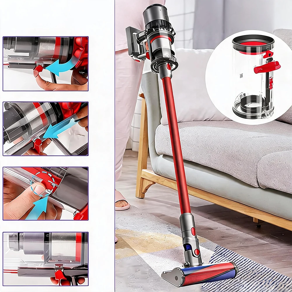Verbesserter Staubbehälter, kompatibel mit Dyson V11 V15 SV14 SV15 SV22 Staubsauger, Ersatz-Staubbehälter für Teilenummer 970050-01 und Teilenummer 965443-01