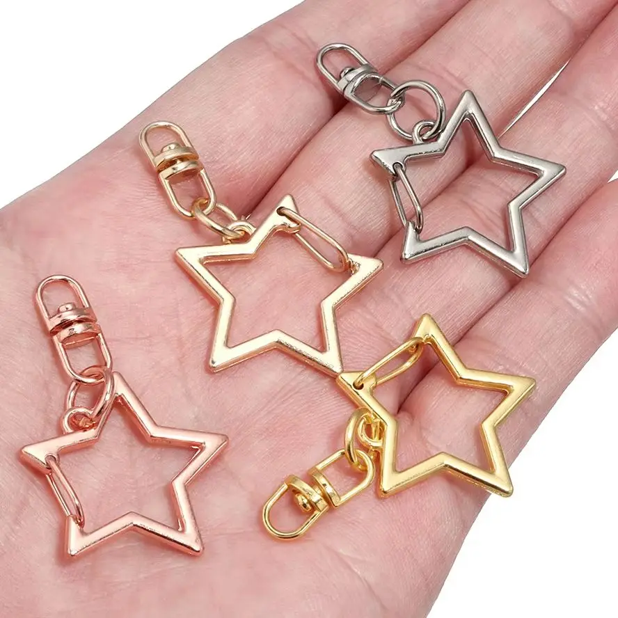 10 Stück Herz- und Sternförmige Schlüsselanhänger mit Karabinerhaken und Hängeschnalle für DIY-Bastelarbeiten, Schmuckzubehör und Geschenke – Detail 6