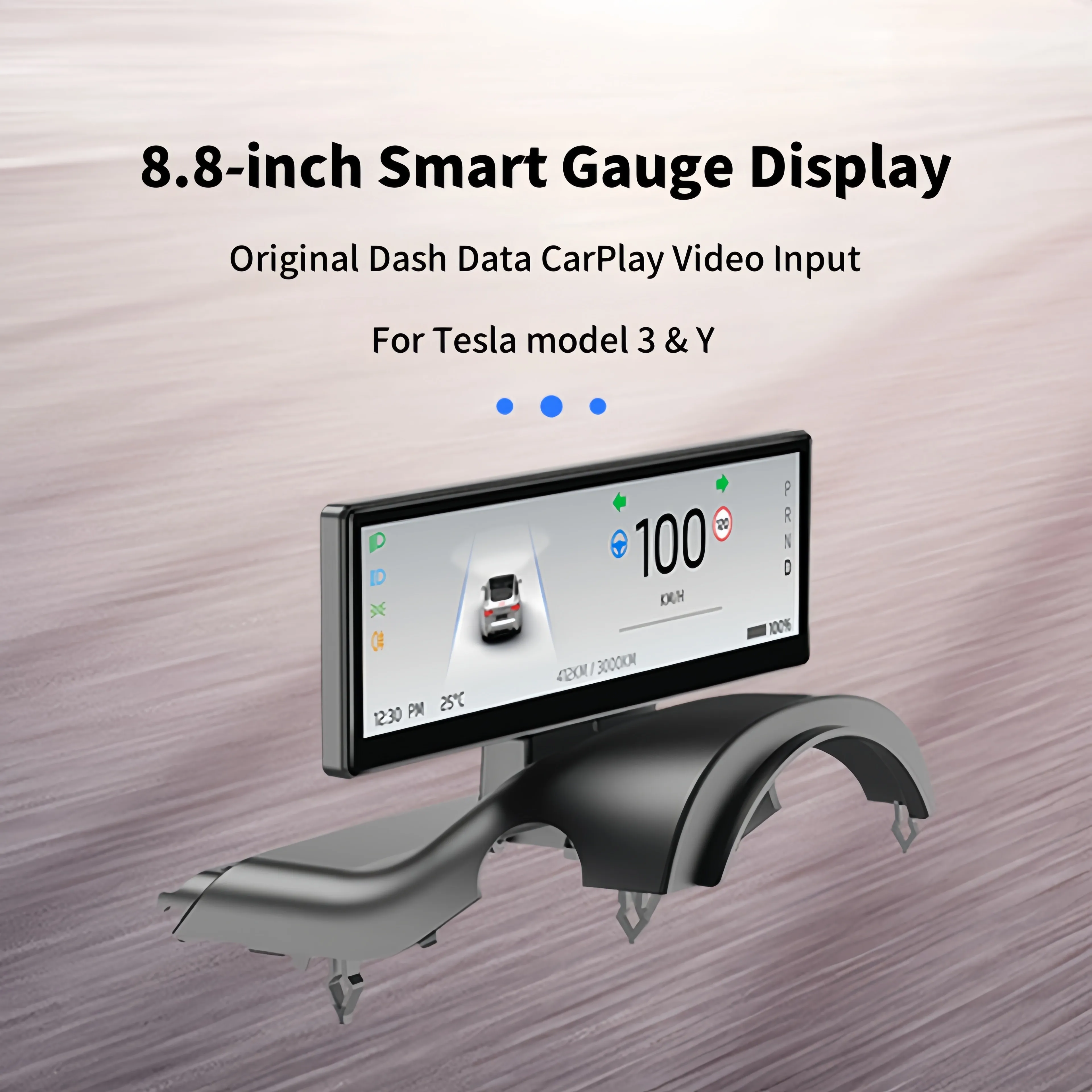 Tesla 6.25' Heads Up Display Retrofit Instrument Display Damage Free Installation Doesn't Block Air Vents For Model 3 & Model Y