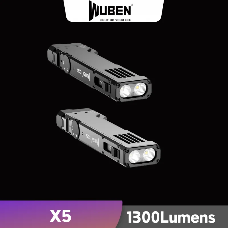 

WUBEN X5 EDC Flashlight 1300Lumens Runtime 200Hours, Type-C Rechargeable Troch Light Bulit-in Battery