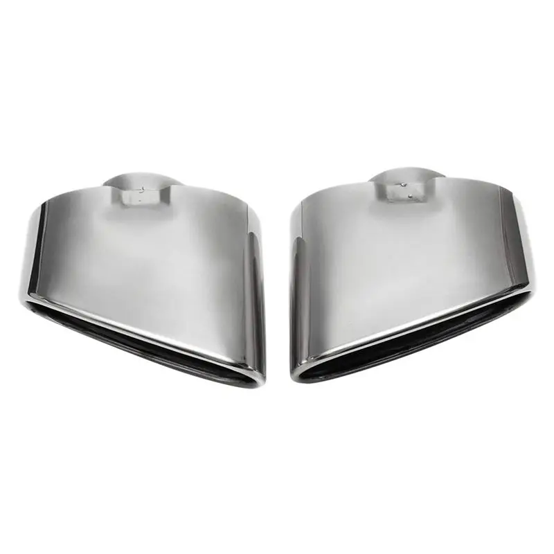 Stainless Steel Chrome Car Exhaust Tips Dual Tailpipe Muffler Pipe Cover For BMW X5 E70 E53 2000-2016-A54R