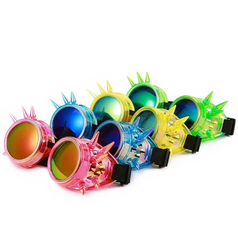 

New Fashionable Men And Women Steampunk Glasses Psychedelic Rave Goggles Trendy Cool Colorful Steampunk Goggles Glasses Unisex