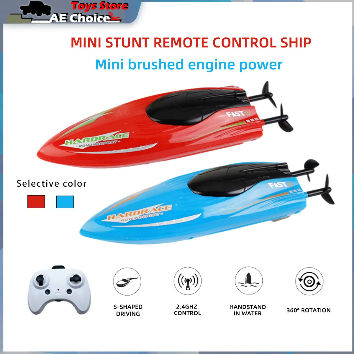 JJRC S8 Mini RC Boat 2.4G Stunt Mini Speedboat with LED Light 360° Rotation Waterproof Remote Control Ship Models Toys Gifts