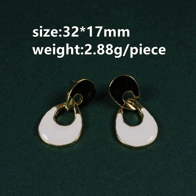 Black White Metal Wire Retro Enamel Earrings Elegant Exquisite Minimalist Office Style For Women Jewelry