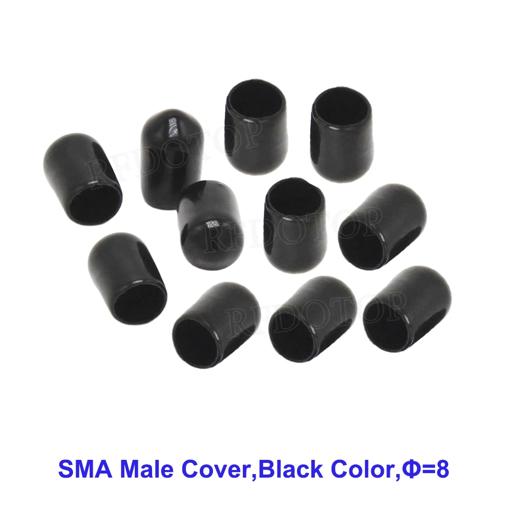 Black SMA Rubber Covers Dust Cap Φ=8mm for SMA Connectors Plastic Covers Dust Cap Male Plug Connector RFDOTOP