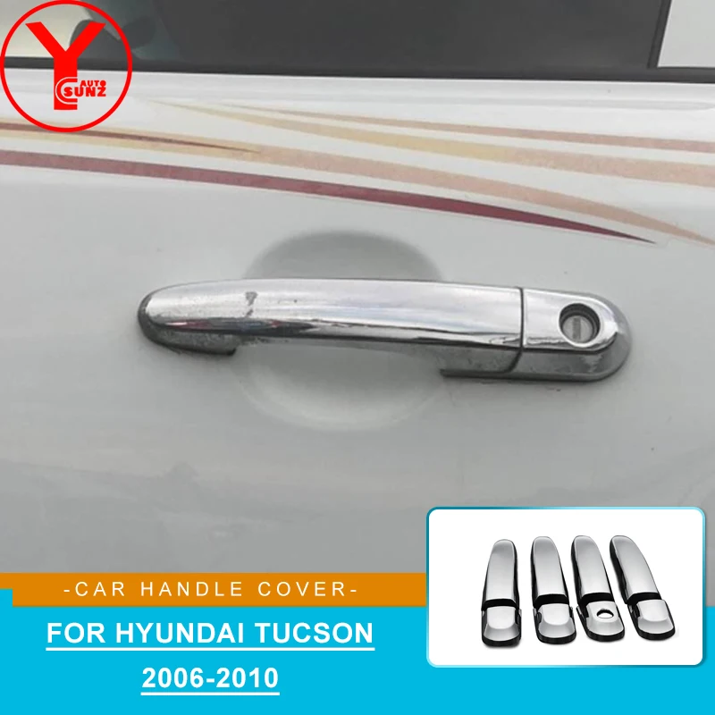 

Chrome Car Door Handle Trim Bowl Cover For Hyundai Tucson Accessories 2006 2007 2008 2009 2010 Side Car Hand Protector YCSUNZ