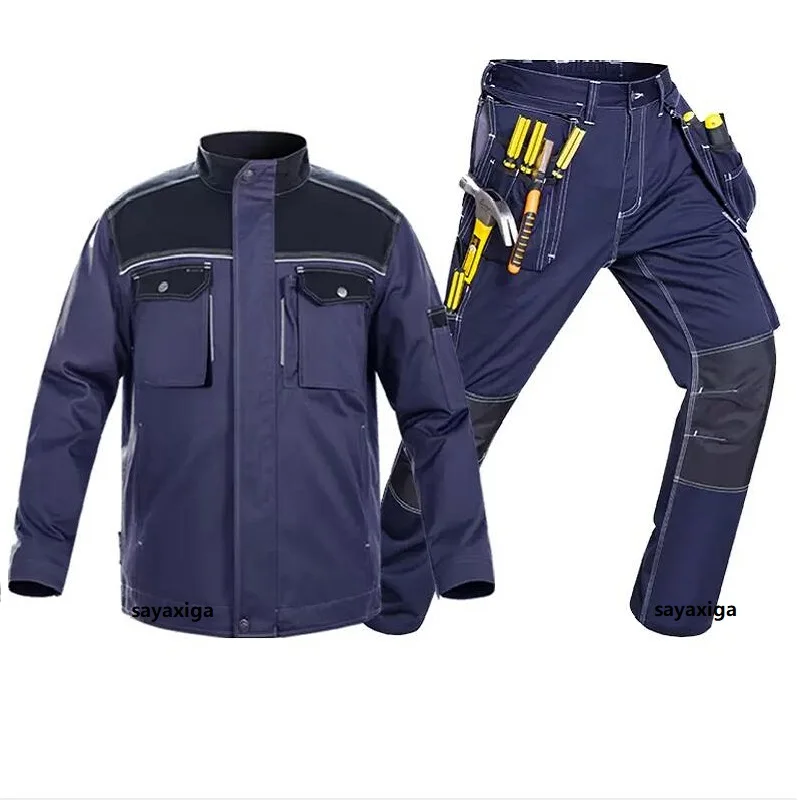 Working Pants Men Workwear Uniform Coat Work Clothing Sets Jackets Pants Long Sleeve Factory Repair Mechanical Protection Hi Vis