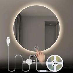 Ściemnialna lampa USB 5V LED pod szafką Pasek COB z penetrable Drewniane lustro Ręczne skanowanie Przełącznik czujnika dotykowego DIY Oświetlenie kuchenne