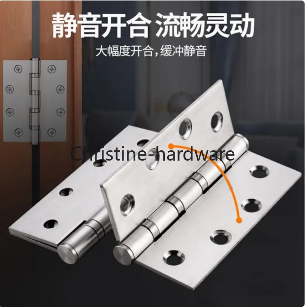

4" 5 Inches 2 Pcs (1 Pair) Furniture Hardware Accessories 304 Stainless Steel Flat Hinge, Door Thick High Quality Door Hinge