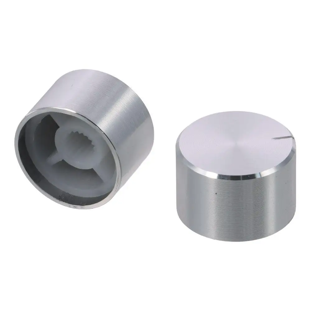 Potentiometer Knob Knurled Shaft Silver Tone Aluminum Smooth Surface Rotary Knob 20mmx13mm Volume Control Knob