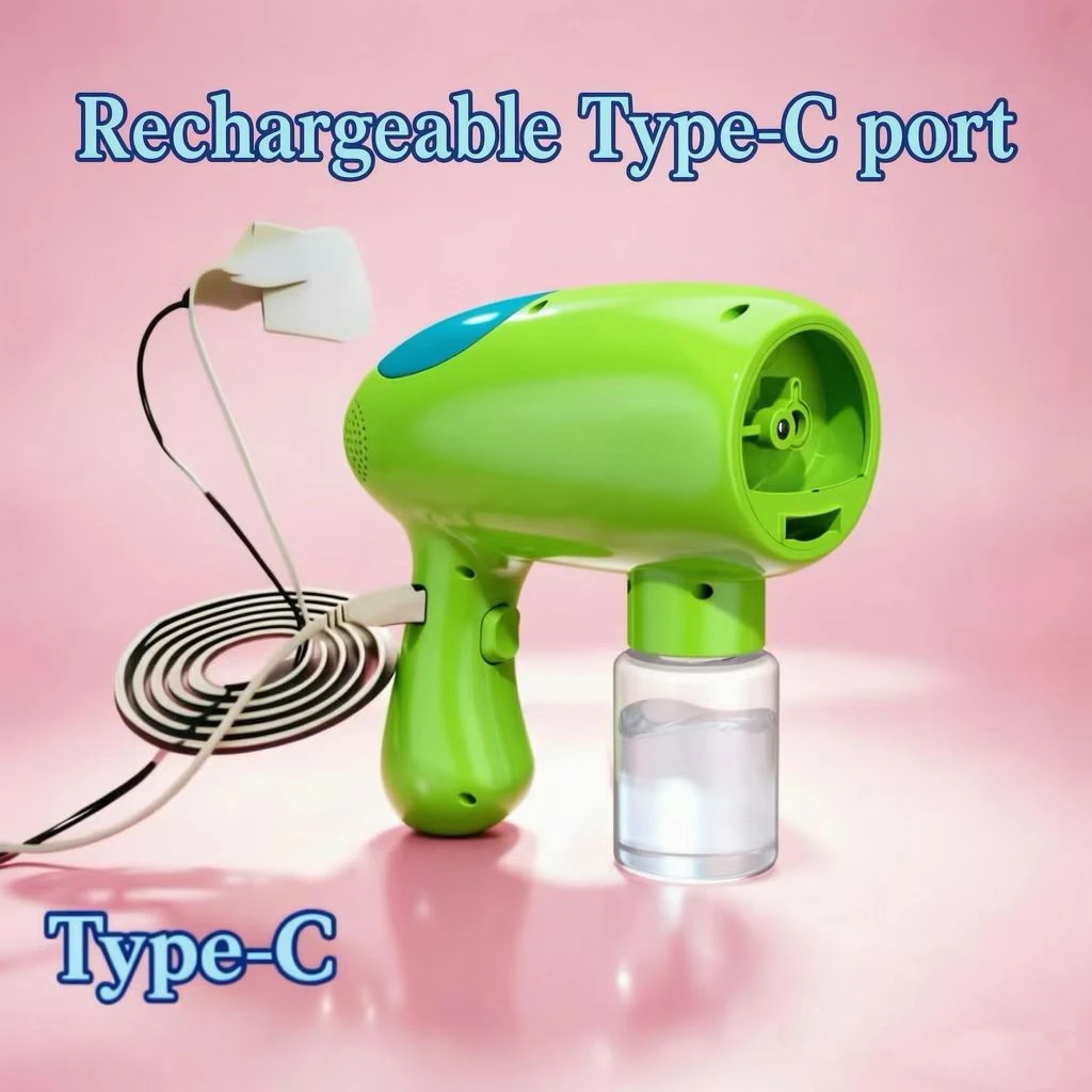Rechargeable Fog Bubble Machine Type-C port with Smoke Bubble for Party Outdoor Indoor DJ Wedding Photography children gift toy