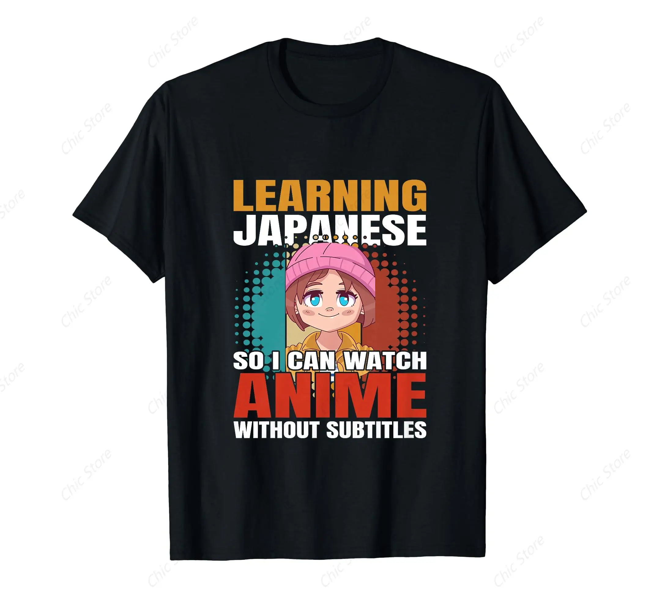 Learning Japanese So Can Watch Anime Without Subtitles Anime T-Shirt Funny Harajuku Tshirt Fashion Mens Clothing Streetwear Top