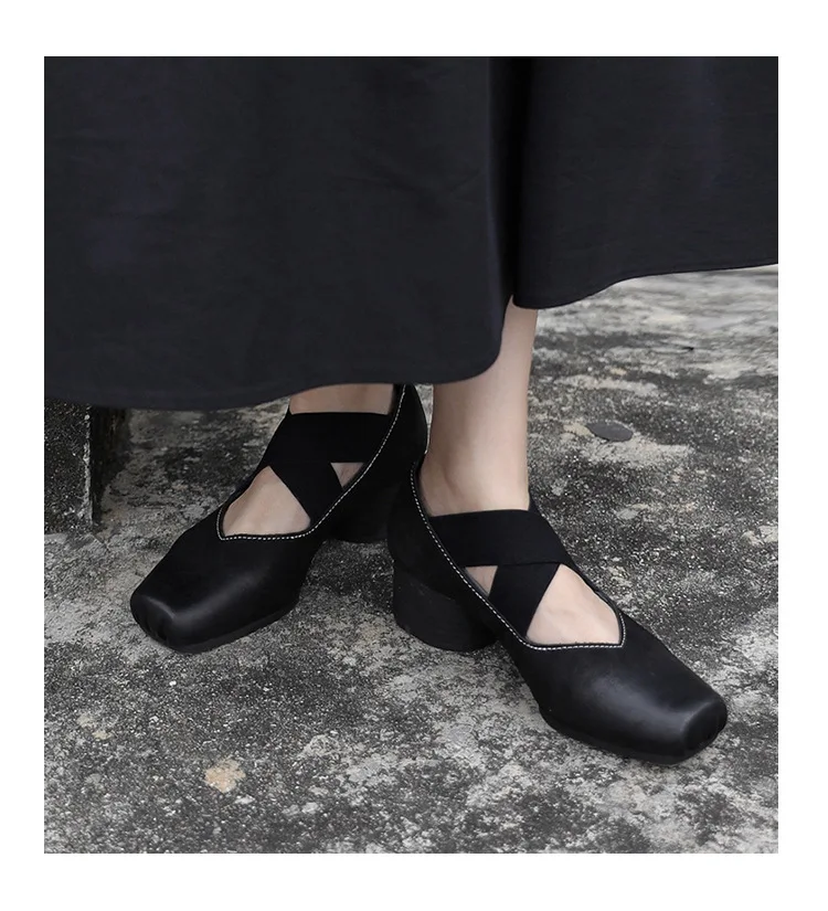 

Туфли Мэри Джейн в стиле ретро, модные универсальные женские балетки на массивном каблуке с перекрестной завязкой, новинка 2026, легкие удобные босоножки на каблуке