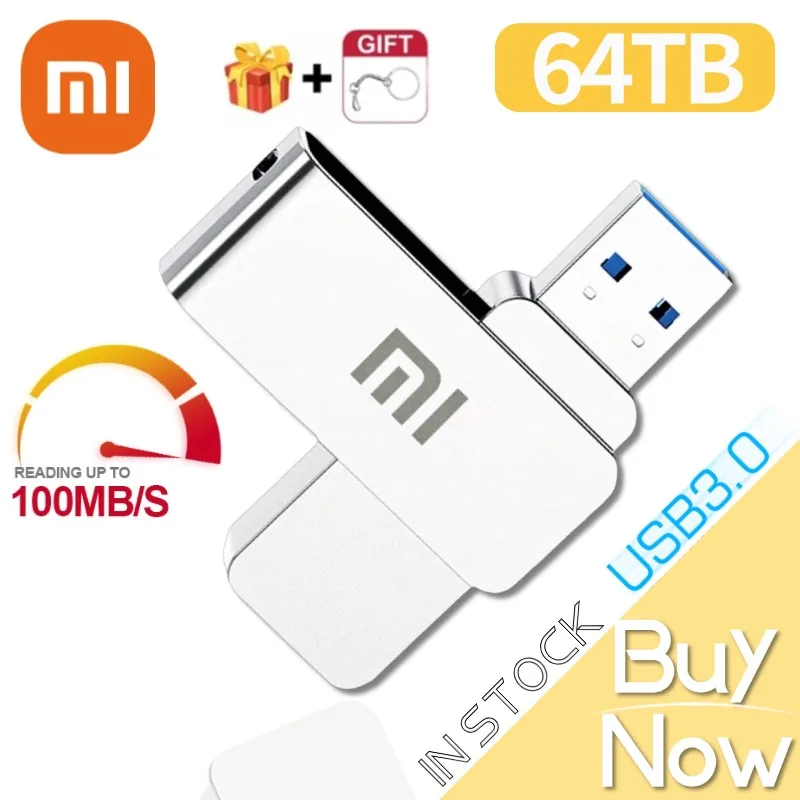 Xiaomi 64TB 32TB Metal USB 3.1 Flash Drives 16TB High Speed Pendrive 8TB USB Drive 4TB Memoria USB Flash Disk 2TB For Computer